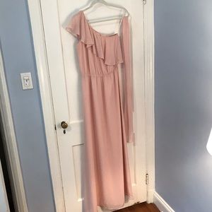 Blush pink one shoulder formal dress by Ceremony